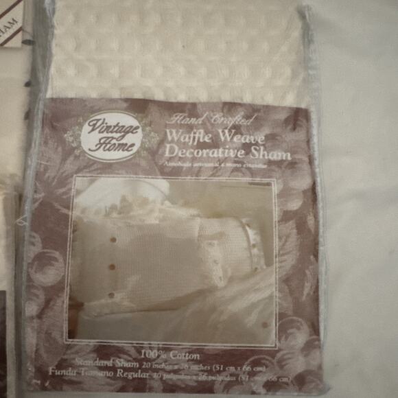 Vintage Home lot of 3 shams 90s waffle weave standard caroline embroidered - Picture 2 of 7